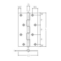エスコ 102x 70mm 厚口丁番(ステンレス製/ヘアライン) EA951HD-5 1セット(10個)（直送品）