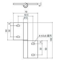 エスコ 70x102mm 40角用アルミ旗丁番(右用) EA976CB-64 1セット(4個)（直送品）
