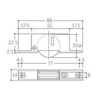 エスコ 30mm 戸車(平型・ポリアセタール樹脂車・鋼板枠) EA986RH-6 1セット(10個)（直送品）