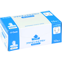 オオサキメディカル プラスチックエプロン 袖付 長袖 フィンガーフック ふつう ホワイト 10枚入 57102 1箱(10枚入)