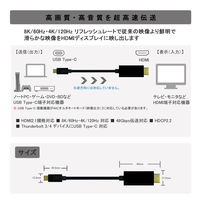 HDMI変換ケーブル 2m Type-C[オス]-HDMI[オス] 8K/60Hz VV-UCHD020-8UH-B ボーダビュー