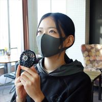 携帯扇風機 卓上 ミラーファンビュラス ノワール USB充電式/鏡・LED付/風量3段階 ブラック DFCP226BK スパイス