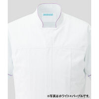 KAZEN メンズジャケット半袖 （医務衣） 医療白衣 ホワイト×ネイビー L 093-28（直送品）