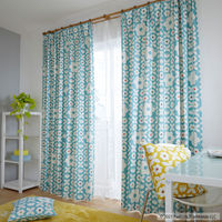 スミノエ PEANUTS セミオーダー カーテン フラワーメイズ 2200×2250mm ブルー 1セット(2枚入)（直送品）