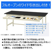 【車上渡し】山金工業 ワークテーブルLAB 実験台 メラミン天板 固定 ワイド引出し SLM-1575WTT-BRW 1台（直送品）