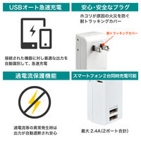 朝日電器 USBタップ2個口2ポート2.4A UA-222L 1個