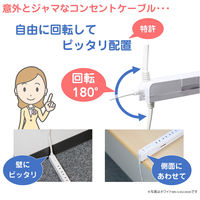 延長コード 電源タップ 2P式 2m 4個口 USB2ポート スリム回転タップUSB急速充電 雷ガード 朝日電器（ELPA） WBS-SL402USB(BK)