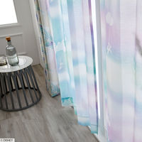 スミノエ DISNEY セミオーダー レースカーテン ミッキー メロウボイル 120×1940mm ブルー １セット(2枚入)（直送品）