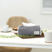 不二貿易 LB ティッシュケース ヒッコリー ネイビー 27624 1セット(1個×6)