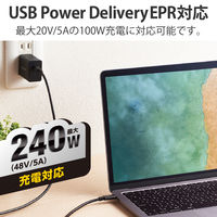 タイプCケーブル (USB-C to C) PD対応 240W USB2.0 2m 黒 U2C-CCPE20NBK エレコム 1本