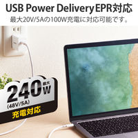 タイプCケーブル (USB-C to C) PD対応 240W USB2.0 2m 白 U2C-CCPE20NWH エレコム 1本