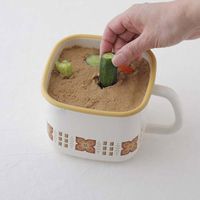 富士ホーロー ゴールドナッツ角型みそポット FJ-KP.GN 2個（直送品）