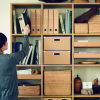 無印良品 重なるラタン長方形バスケット 中 （Ｖ）約幅３６×奥行２６×高さ１６ｃｍ 1セット（1個×6） 良品計画