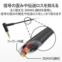 エレコム ヘッドホン・イヤホン延長ケーブル マイク対応オーディオ延長コード 2m ブラック EHP-35EL4P20BK 1個