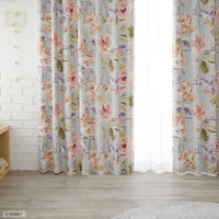 スミノエ DISNEY セミオーダー カーテン ミッキー ローズグリッド 1300×1300mm ブルーグレー １セット(2枚入)（直送品）