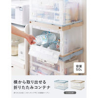 アイ・エル・シー 扉つき折りたたみコンテナ_ライトブルー CB51NRL片扉L-LB 1セット(1個×3)