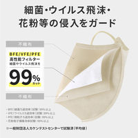 MSソリューションズ 不織布マスク 3Dエアリータイプ ライトベージュ 小さめサイズ個包装 PL-FM03LBGNS30ES 1箱(30枚入)