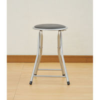 YAMAZEN　フォールディングスツール　幅330×奥行310×高さ470mm　シルバー/ブラック　（直送品）