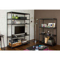 アイリスオーヤマ ポール直径25mm カラーパンチングラック（天地5段） ブラック 幅1200×奥行460×高さ1785mm CMR-P1218J  （取寄品）