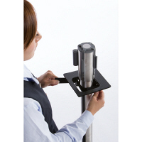 テラモト　ベルトパーティションスタンド用サイン　タワーメッセ15　高さ1500mm ブラック「入口」A1　補助パーツ付　（直送品）