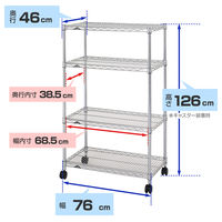 ルミナス ポール径25mm セット品 レギュラータイプ 4段 幅760×奥行460×高さ1260mm NLH7612-4 1台（取寄品）