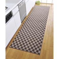 ファミリーライフ　格子柄キッチンマット　幅500×奥行1200mm　ブラウン 6137110 1枚　（直送品）