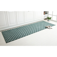 ファミリーライフ　格子柄キッチンマット　幅500×奥行1200mm　グリーン 6137130 1枚　（直送品）