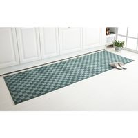 ファミリーライフ　格子柄キッチンマット　幅800×奥行2400mm　グリーン 6137730 1枚　（直送品）