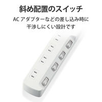 延長コード 電源タップ コンセント 1m 2ピン 4個口 個別スイッチ ほこり防止 白 T-E6A-2410WH エレコム 1個（直送品）