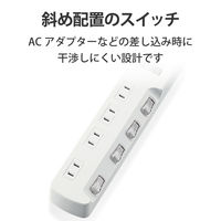 延長コード 電源タップ コンセント 2m 2P 4個口 一括スイッチ&個別スイッチ付 白 T-E7A-2420WH エレコム 1個（直送品）