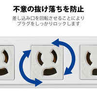 延長コード 電源タップ 二重構造 3m 3ピン 8個口 雷ガード 磁石付 抜け止め T-WRMK3830LG/RS エレコム 1個（直送品）