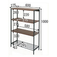 市場　anthem　アンセムワイドラック　ブラウン×ブラック　ANR-2397BR　幅600×奥行275×高さ1000mm　（直送品）