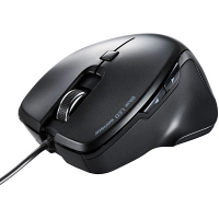 サンワサプライ　有線マウス　ブラック　Mサイズ　ブルーLED方式/5ボタン/エルゴノミクスデザイン/カウント切替ボタン付　MA-S1BK　1個　（直送品）