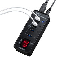 サンワサプライ USBハブ（USB HUB） USB電圧＆電流計付 ブラック USB3.0 4ポート セルフ・バスパワー USB-3H411BK（直送品）