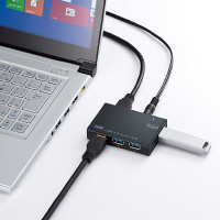 サンワサプライUSBハブ（USB HUB）ブラックUSB3.0×4ポート（最大2.1A出力×1ポート） セルフ・バスパワー USB-3HCA410BK（直送品）