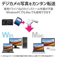 エレコム メモリリーダライタ ケーブル固定 SD+MS対応 ホワイト MR-K009WH 1個
