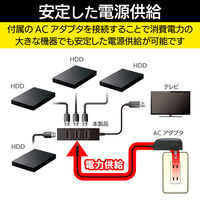 USBハブ テレビ用 セルフパワー USB-A×4ポート USB2.0 1ｍ ブラック U2H-TV003SBK エレコム 1個