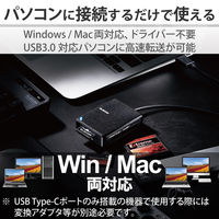 カードリーダー USB3.0 超高速 【SD+microSD+MS+CF対応】 ブラック MR3-C402BK エレコム 1個（直送品）