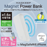 モバイルバッテリー iPhone ワイヤレス充電 USB-C×1 5000mAh DE-C40-5000WH エレコム 1個（直送品）