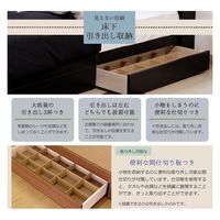 【軒先渡し】友澤木工 ベッド 棚 Ｗ照明 コンセント 引出付き 幅1410×奥行2150×高さ700mm ブラウン×ホワイト 1台（直送品）