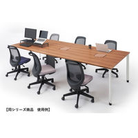 【組立設置込】プラス PFフリーワークデスク フリーアドレス 幅4000×奥行1200×高さ720mm ミディアムウッド×ホワイト 事務机 1台（直送品）