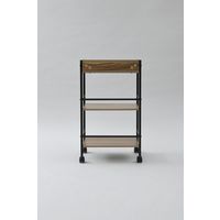 YAMAZEN キャスター付リビングラック3段 YZCR-3(OAK/BK) 1台（直送品）