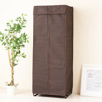 永井興産 カバー付ハンガーラック M 幅620×奥行510×高さ1650mm ブラウン NK-671BR 1台（直送品）