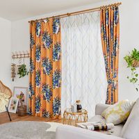 スミノエ デザインライフ セミオーダー カーテン ハンキング 2200×1200mm オレンジ 1セット(2枚入)（直送品）