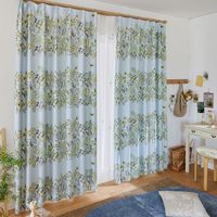 スミノエ デザインライフ セミオーダー カーテン ミチクサ 1000×1100mm ブルー 1セット(2枚入)（直送品）