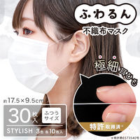 レック ふわるんNマスクSTYLISH 3色アソート30枚 耳にやさしい 3層構造 C01072 1個(30枚入)