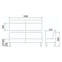 【軒先渡し】アスプルンド ロビーベンチ 背付 幅1800mm ブラック 284446 1台（直送品）