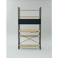 YAMAZEN ウッドシェルフデスク MWSD-1680E(OAK/SBK) 1台（直送品）