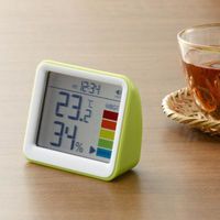 時計付き置き型デジタル温湿度計 グリーン DO03GR ヤザワコーポレーション（直送品）