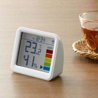 時計付き置き型デジタル温湿度計 ライトグレー DO03LGY ヤザワコーポレーション（直送品）